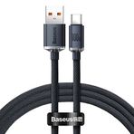 Baseus Crystal Shine USB-A - Type-C Hızlı Şarj Veri Kablosu 100W 5A 1,2M – Siyah (iPhone ile uyumlu değildir)