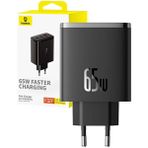 Baseus Cube Pro 2C+U 65W Siyah Şarj Cihazı