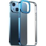 Baseus Glitter iPhone 13 6.1inç Kılıf Renkli Kenar Şeffaf Silikon ARMC000603 - Mavi