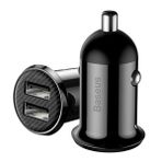Baseus Grain Pro Dual Usb 4.8a Max Çıkışlı Hızlı Araç Şarj Başlık Siyah