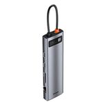 Baseus Metal Gleam 11’i 1 Arada Multifonksiyonal Type-C Hub Dock Station Gri Çoğaltıcı