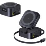 Baseus Picogo 2-in-1 Magnetic Wireless Şarj Qi2 67W Siyah (USB-C to USB-C 100W kablo dahil)