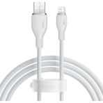 Baseus Pudding Serisi İPhone 14 13 12 11 x 7 8 Serileriyle Uyumlu Usb to Lightning 2.4 Amper Hızlı Şarj ve Data Aktarım Kablosu - Beyaz