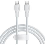 Baseus Pudding Serisi Type-C to Type-C 100W Süper Hızlı, Android, İPhone 15, Macbook, iPad Serileriyle Uyumlu 120 Cm şarj ve Data Aktarım Kablosu - Beyaz