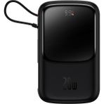 Baseus Q Pow Pro Overseas Edition Dijital Ekranlı 20W 10.000 mAh Lightning Kablolu Siyah Powerbank