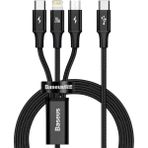 Baseus Rapid – 3’ü 1 Arada 20W Hızlı Şarj Kablosu 1.5 m (USB-C / Lightning / Micro USB) - Siyah