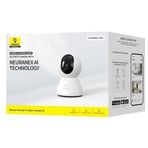 Baseus Security P1 İç Mekan Wi-Fi Kamera, AI Algılama, 360° Pan, Gece Görüşü, 256 GB'a Kadar MicroSD ve Google ve Alexa ile Çalışır,Yapay Zeka Hareket Algılama,Bebek Ağlaması Algılama,Çift Yönlü Ses