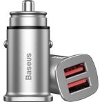 Baseus Square Metal Serisi 30W Çift USB Girişli Qc3.0 Hızlı Şarj Destekli Araç Şarj Cihazı