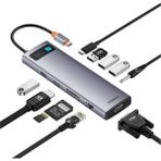 Baseus Starjoy 11 In 1 Type-C Çoklayıcı Hub Hdmı, Vga, Usb, Kart Okuyucu ve Ses Çıkışı - Gri