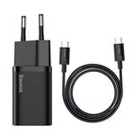Baseus Süper Sİ PD 25W Type-C TO Siyah Kablo Setli Duvar Şarjı Cihazı
