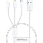 Baseus Superior 3in1 Hızlı Şarj Özellikli USB To M+L+C 3.5A Hızlı Şarj Kablosu iPhone 15 Uyumlu 0.5m. - YARIM METRE