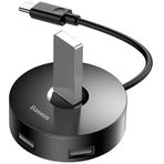 Baseus Type-C To Usb 3.0+Usb 3x2.0 25 cm Round Box Hub Siyah Usb Adaptör