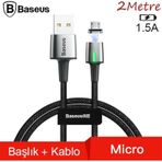Baseus Zinc Magnetic Usb Kablo Şarj Android Mikro Başlık 2Metre siyah