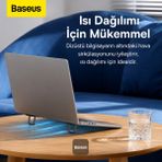 BASEUSONLINE Baseus Katlanabilir Metal Laptop Standı – 10 kg Taşıma Kapasiteli, Ayarlanabilir, Taşınabilir Dizüstü Bilgisayar Yükseltici LUZC000013 - Füme