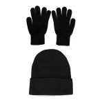 Basic Bere Ve Eldiven Kışlık Yün Unisex Siyah