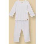 Basic Fitilli İnterlok Kumaş %100 Pamuk 1-5 Yaş Beyaz Bebek Pijama Takımı