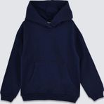 Basic Kapüşonlu Şardonlu Kanguru Cep Detaylı Çocuk Sweatshirt 3-10 Yaş Lacivert