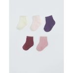 Basic Kız Bebek Havlu Soket Çorap 5'li (W5) - Pink - 0 - 6 Ay