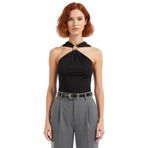 Basic Kolsuz Örme Bluz V Yaka Fitted Kalıp Günlük Kullanım Profesyonel Görünüm_Siyah-S
