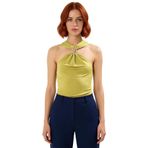 Basic Kolsuz Örme Bluz V Yaka Fitted Kalıp Günlük Kullanım Profesyonel Görünüm_Yağ Yeşil-XL