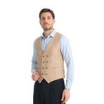 Basic Kruvaze V Yaka Slim Fit Yelek Bej 52