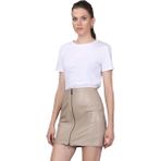 Basic & More Basics&more Kadın Deri Etek SK02 - Bej - 2XL
