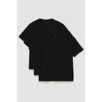 Basic O Yaka Büyük Beden 3lü Paket Siyah Erkek T-Shirt 88072 - 4XL