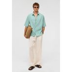 Basic Oversize Kısa Kollu Modal Gömlek Turkuaz - XL