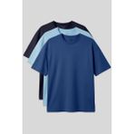 Basic Oversize O Yaka 3lü Paket Lacivert-Açık Mavi-Parlament Erkek T-Shirt - 88377
