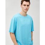 Basic Oversize Tişört Bisiklet Yaka Yarım Kollu