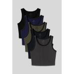 Basic U Yaka 5li Paket Kadın Crop Top Atlet - 97160