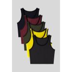 Basic U Yaka 5li Paket Kadın Crop Top Atlet - 97162 - Çok Renkli - XS