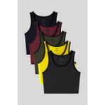 Basic U Yaka 5li Paket Kadın Crop Top Atlet - 97162