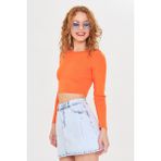Basic Yaka Crop Kazak - Standart - Turuncu