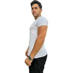 Basic Yaka Düz Tişört - Beyaz - XL