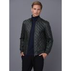 Basics & More Basics&More Erkek Kapitoneli Deri Ceket Düz Desen ile Modern Görünüm - Yeşil - 3XL