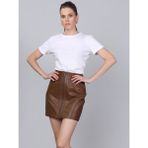 Basics & More Basics&more Kadın Deri Etek SK02 - Fıstık - 2XL
