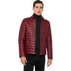 Basics & More Erkek Dik Yaka Deri Ceket - UZ01 - Bordo - L