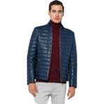 Basics & More Erkek Dik Yaka Deri Ceket - UZ01 - Koyu Lacivert