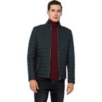 Basics & More Erkek Dik Yaka Deri Ceket - UZ01 - Lacivert - XL