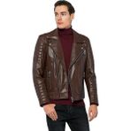 Basics & More Erkek Motorcu Deri Ceket - 6735 - Çay Yeşili