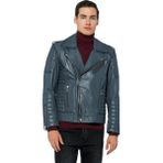 Basics & More Erkek Motorcu Deri Ceket - 6735 - Gri - L