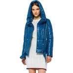 Basics & More Kadın Kapüşonlu Şişme Deri Ceket - Elle - Açık Mavi - XL