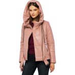 Basics & More Kadın Kapüşonlu Şişme Deri Ceket - Elle - Pudra