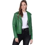 Basics & More Kadın Motorcu Deri Ceket BM02 - 2XL - Yeşil