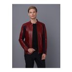 Basics&More Erkek Bordo Deri Ceket