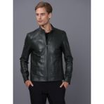 Basics&More Erkek Deri Ceket Yeşil 2XL