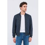 Basics&More Erkek Kapitoneli Lacivert 3XL Hakiki Deri Ceket