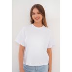 Basics&More Kadın Basic Düz Desen Pamuklu Beyaz Tişört