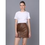 Basics&more Kadın Hakiki Deri Etek - XL - Fıstık-Yeşil